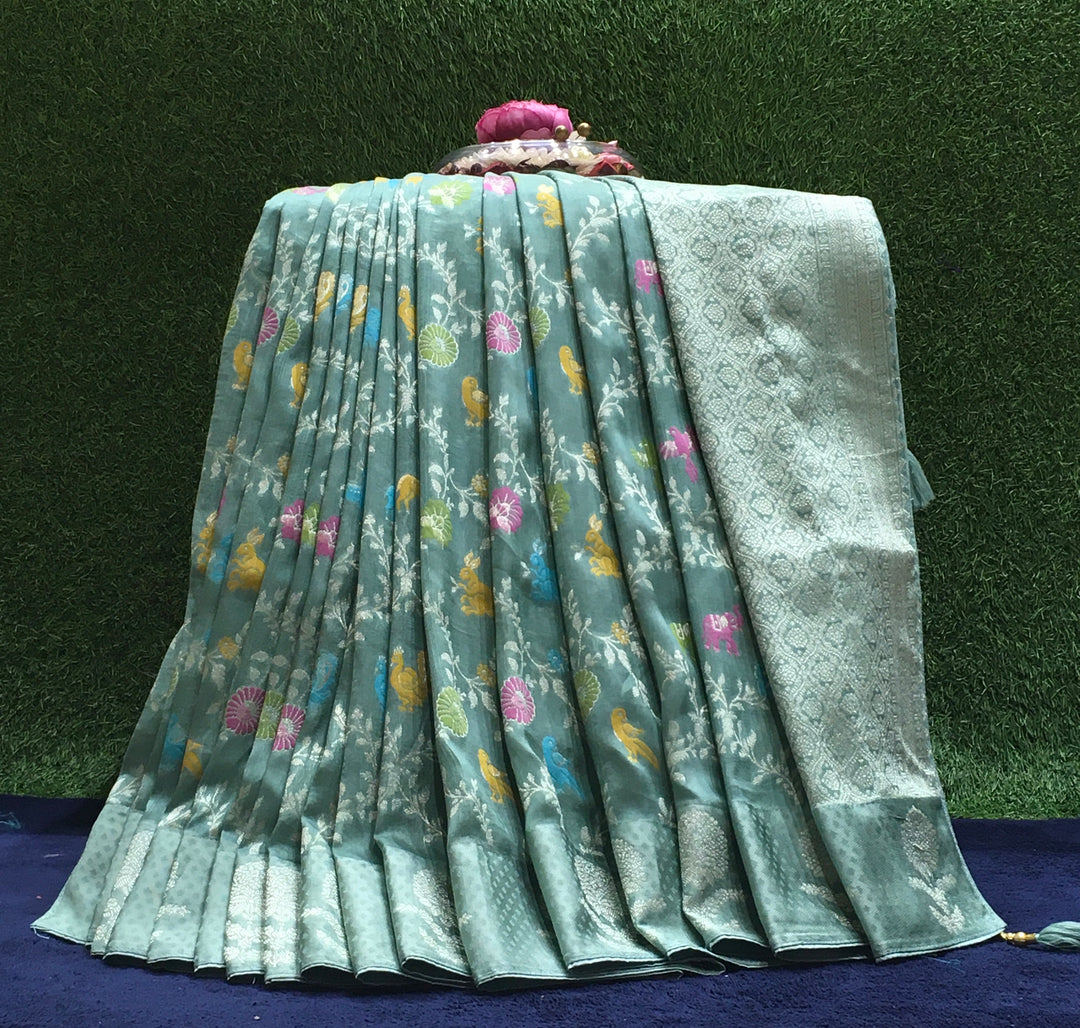 Multi coloured barasi saree